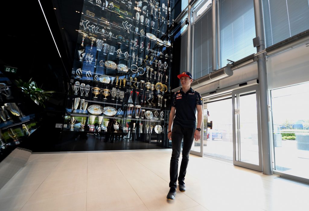 Max Verstappen arrives at the Red Bull Racing Factory on May 5, 2016 (Photo by Tony Marshall/Getty Images)