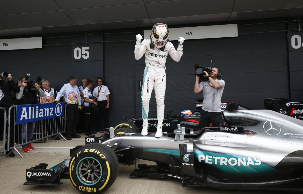 Lewis Hamilton after taking pole in the 2016 British Grand Prix