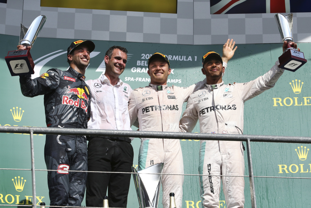 The 2016 Belgian Grand Prix podium celebration