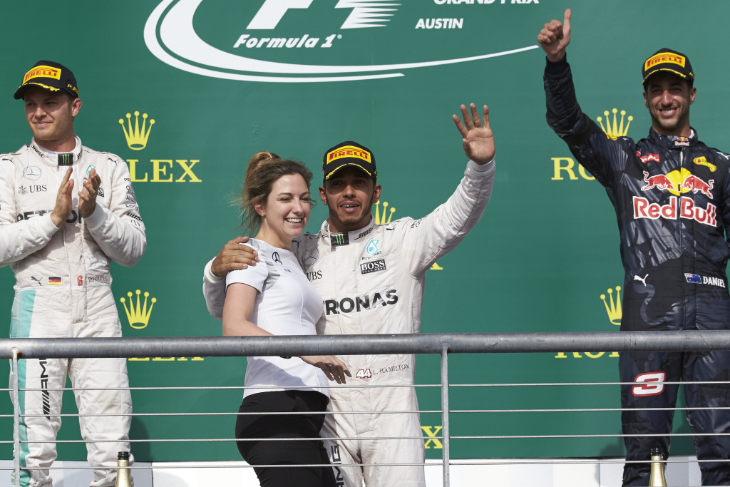 The podium at the 2016 US Grand Prix