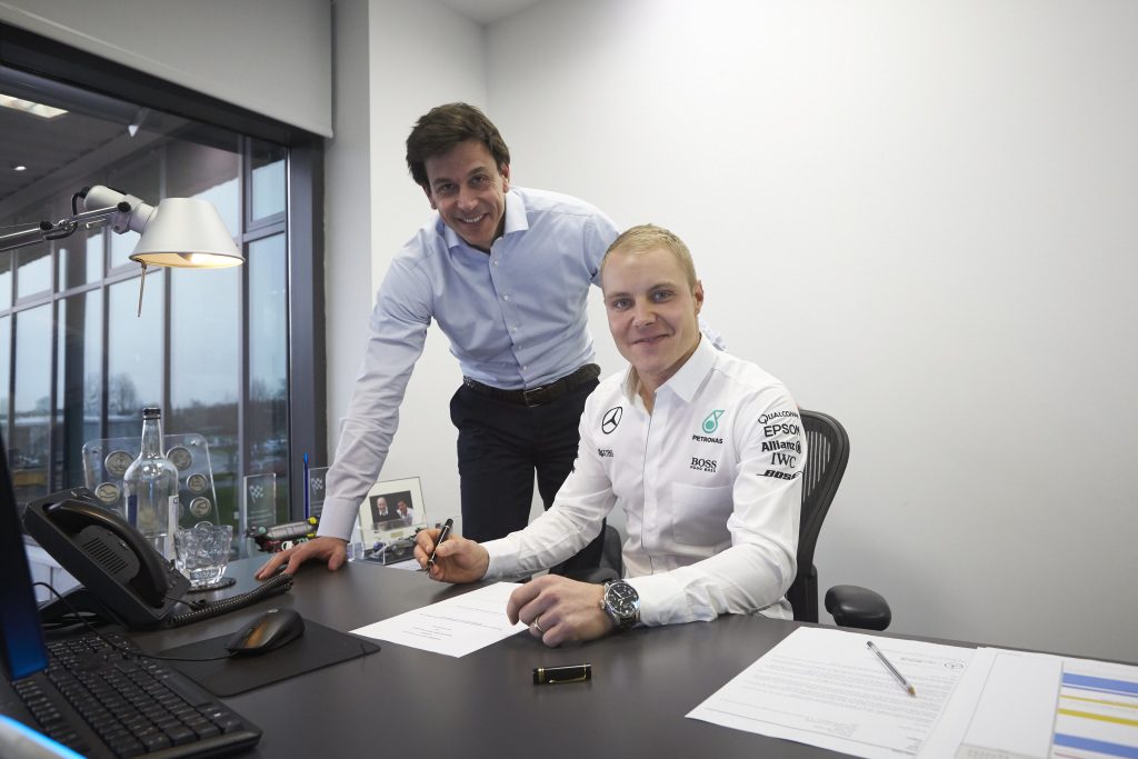 Valtteri Bottas signs for Mercedes